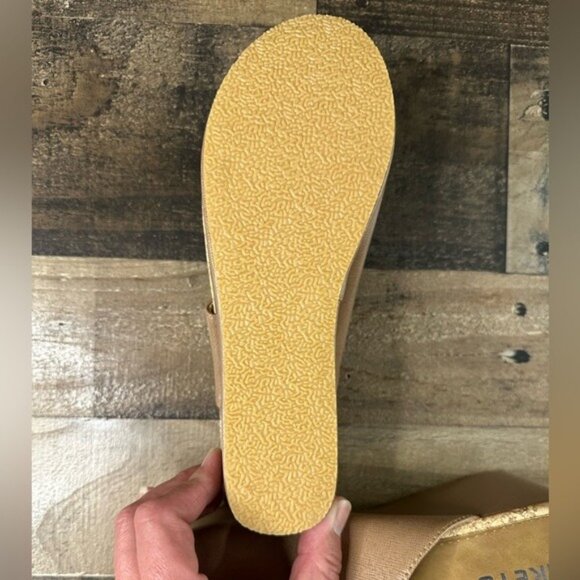 Siketu Womens Tan Faux Leather Cork Wedge Sandals Size 38 With Slip-On Design - Picture 6 of 7